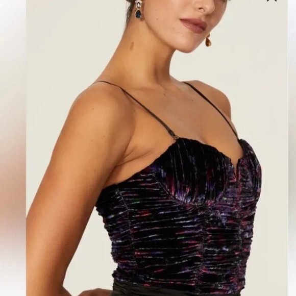 Ramy Brook Printed Capone Velvet Bustier Corset Crop Top 8 - Picture 5 of 15